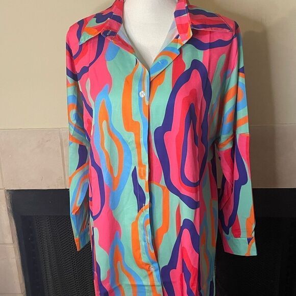 Multi color Shirt Dress - Picture 6 of 8